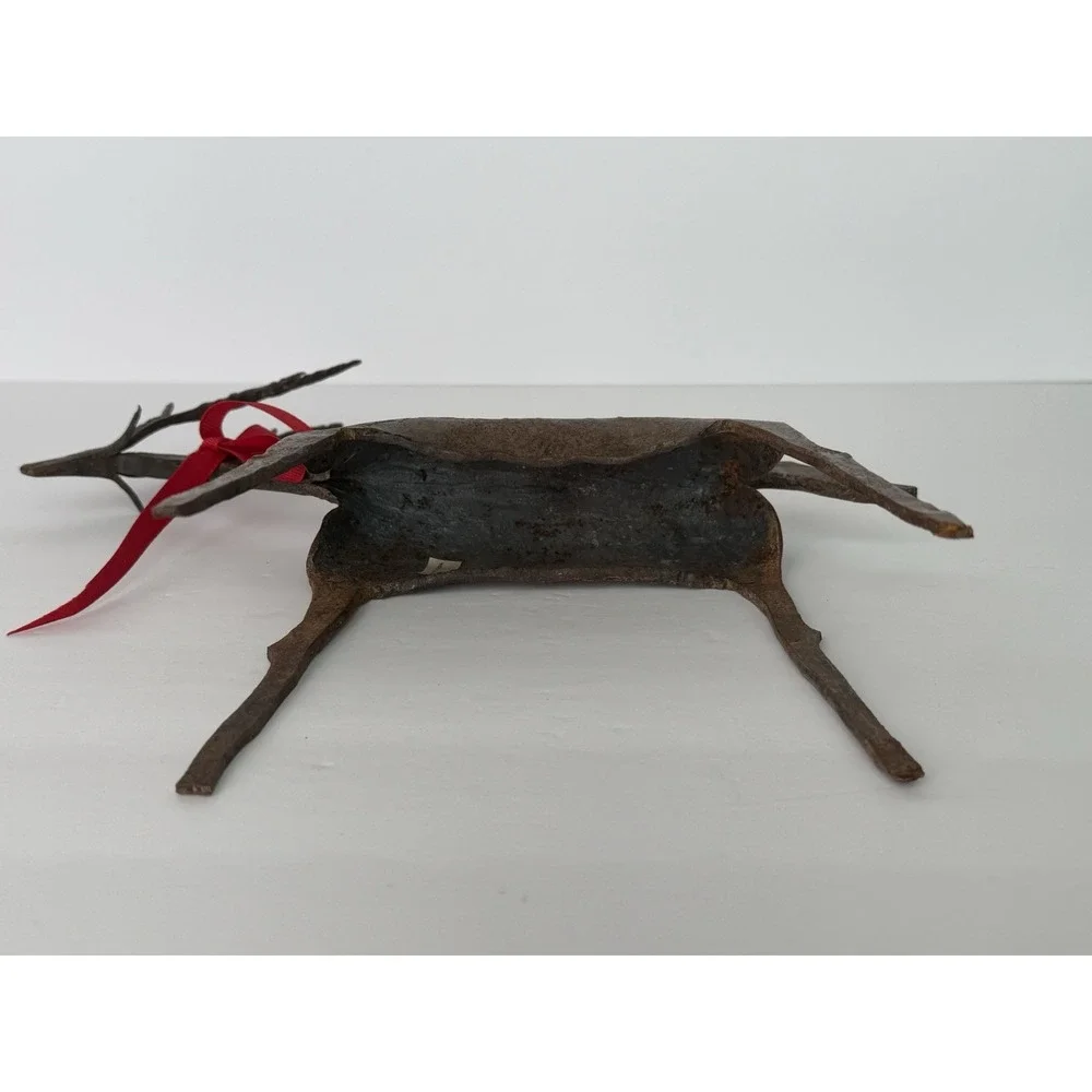 Handmade Rustic Iron Christmas Reindeer‎ Set of 3 - Twisted Antlers Patina Decor